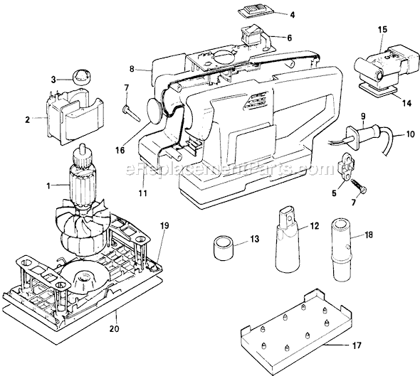 Page A Diagram and Parts List for G-7453 Type 3 Black and Decker Sander Polisher